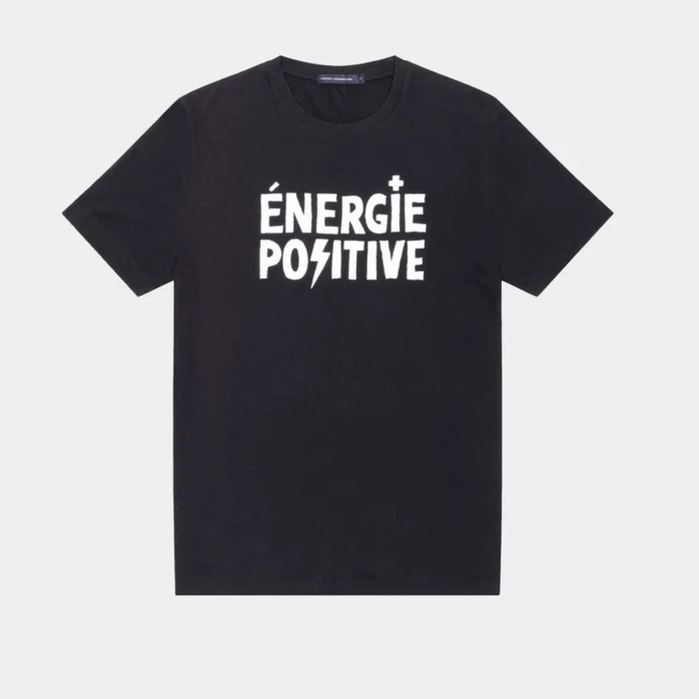 French Connection Energie Positive Black Short Sleeve Tee - Medium